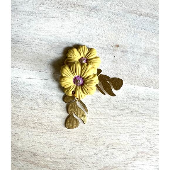 Statement Earrings Handmade Polymer Clay Earrings Handcrafted Artwork Floral - Picture 2 of 5